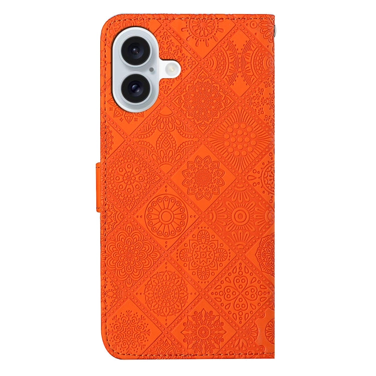 For iPhone 16 Ethnic Style Embossed Pattern Leather Phone Case(Orange) - iPhone 16 Cases by PMC TechLife | Online Shopping South Africa | PMC TechLife | Buy Now Pay Later Mobicred