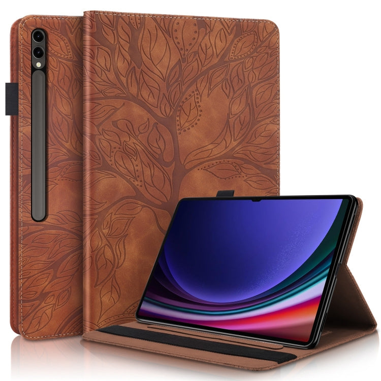 For Samsung Galaxy Tab S9 Ultra Life Tree Series Horizontal Flip Leather Tablet Case(Brown) - Galaxy Tab S9 Ultra Cases by PMC Jewellery | Online Shopping South Africa | PMC Jewellery