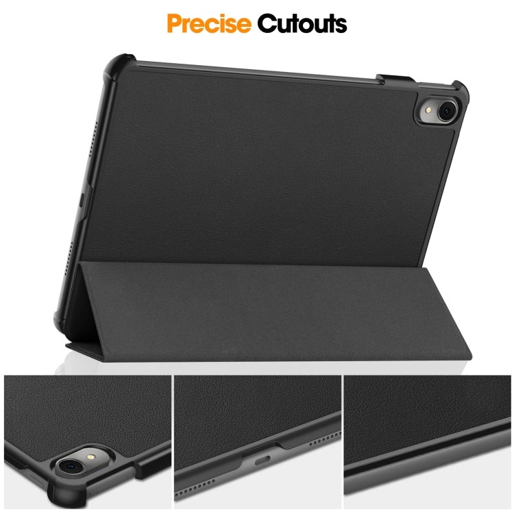 For Huawei MatePad 11.5 2023 Custer Texture 3-Fold Holder Leather Tablet Case(Black) - Huawei by PMC TechLife | Online Shopping South Africa | PMC TechLife