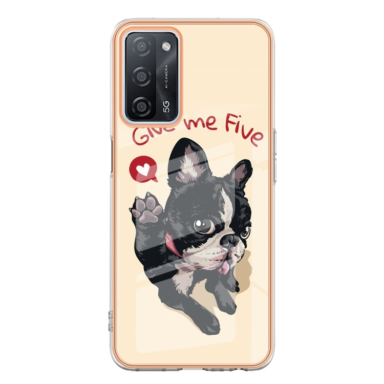 For OPPO A55 5G / A53s 5G / A54 4G Electroplating Marble Dual-side IMD Phone Case(Lucky Dog) - OPPO Cases by PMC Jewellery | Online Shopping South Africa | PMC Jewellery | Buy Now Pay Later Mobicred