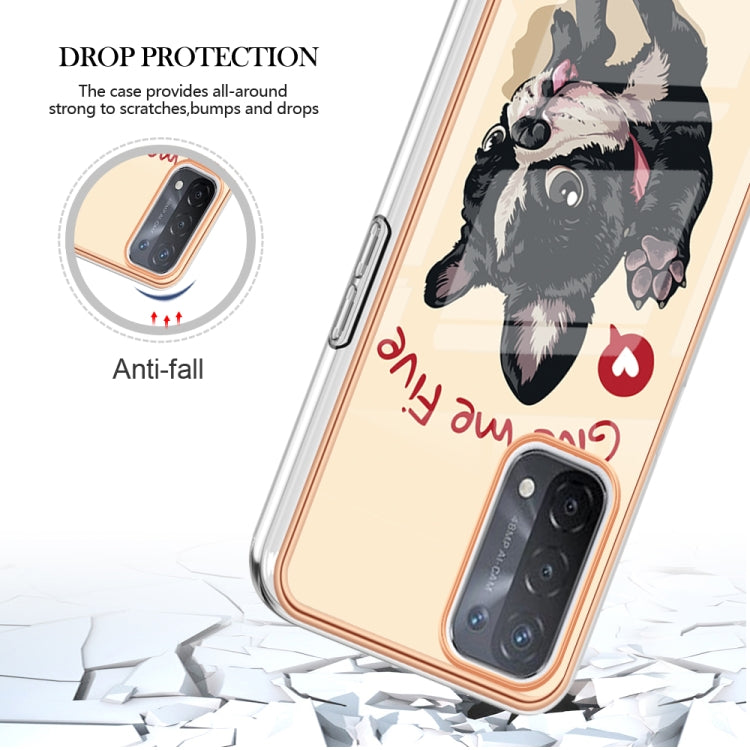 For OPPO A74 / A93 5G / A54 5G / A93s 5G Electroplating Marble Dual-side IMD Phone Case(Lucky Dog) - OPPO Cases by PMC Jewellery | Online Shopping South Africa | PMC Jewellery | Buy Now Pay Later Mobicred