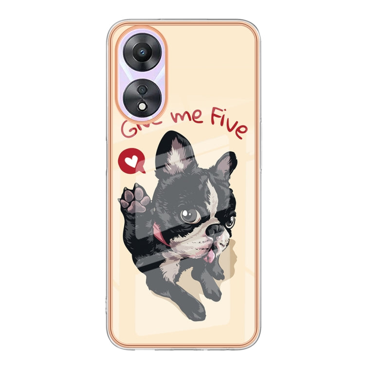 For OPPO A78 / A58 Electroplating Marble Dual-side IMD Phone Case(Lucky Dog) - OPPO Cases by PMC Jewellery | Online Shopping South Africa | PMC Jewellery | Buy Now Pay Later Mobicred