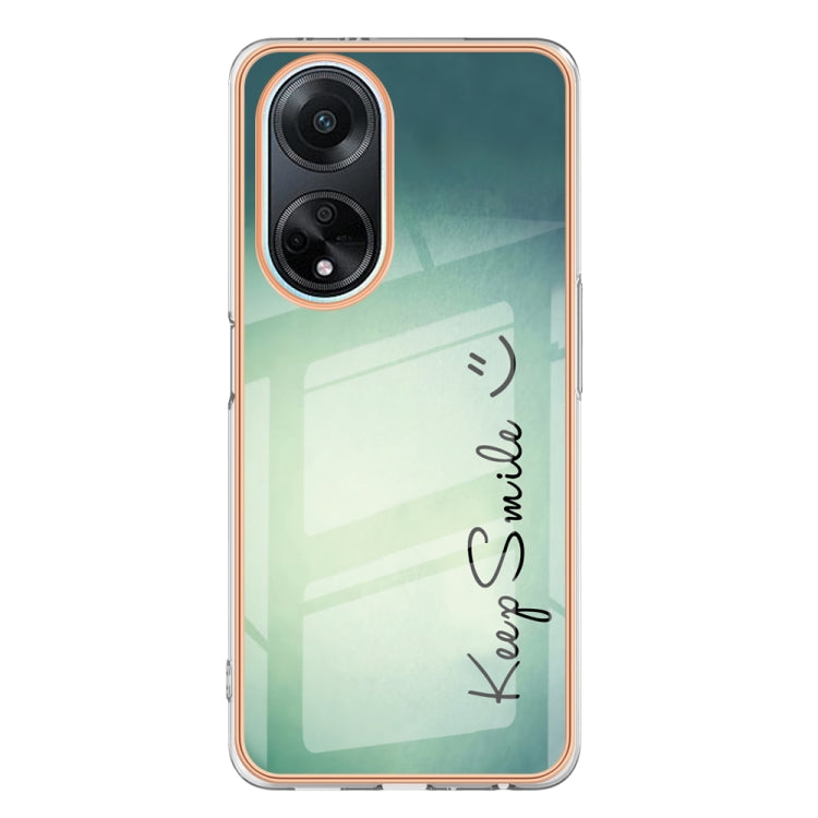 For OPPO A98 Electroplating Marble Dual-side IMD Phone Case(Smile) - OPPO Cases by PMC TechLife | Online Shopping South Africa | PMC TechLife | Buy Now Pay Later Mobicred