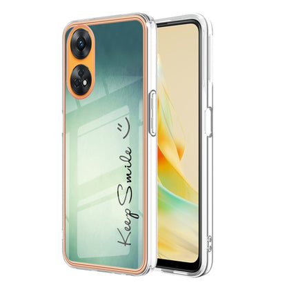 For OPPO Reno8 T 4G Electroplating Marble Dual-side IMD Phone Case(Smile) - OPPO Cases by PMC Jewellery | Online Shopping South Africa | PMC Jewellery | Buy Now Pay Later Mobicred