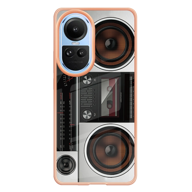 For OPPO Reno10 5G Global Electroplating Marble Dual-side IMD Phone Case(Retro Radio) - OPPO Cases by PMC Jewellery | Online Shopping South Africa | PMC Jewellery | Buy Now Pay Later Mobicred