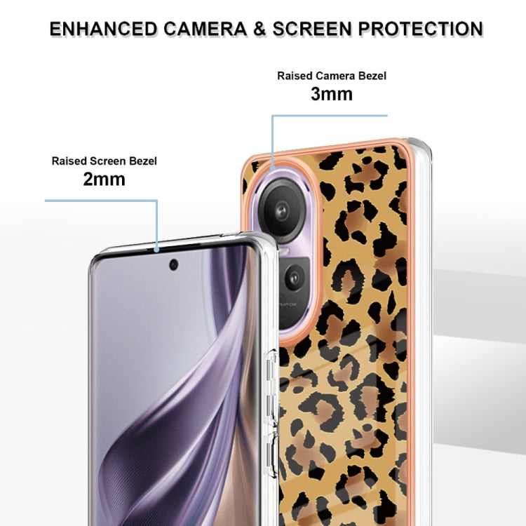 For OPPO Reno10 Pro 5G Global Electroplating Marble Dual-side IMD Phone Case(Leopard Print) - OPPO Cases by PMC Jewellery | Online Shopping South Africa | PMC Jewellery | Buy Now Pay Later Mobicred