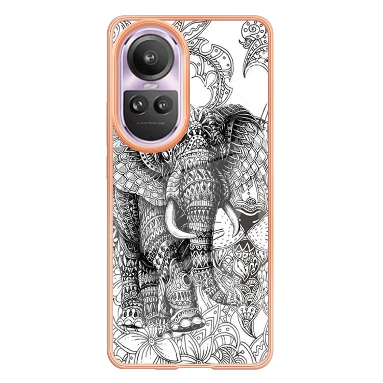 For OPPO Reno10 Pro 5G Global Electroplating Marble Dual-side IMD Phone Case(Totem Elephant) - OPPO Cases by PMC Jewellery | Online Shopping South Africa | PMC Jewellery | Buy Now Pay Later Mobicred