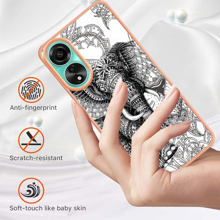 For OPPO A78 4G Electroplating Marble Dual-side IMD Phone Case(Totem Elephant) - OPPO Cases by PMC TechLife | Online Shopping South Africa | PMC TechLife | Buy Now Pay Later Mobicred