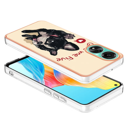 For OPPO A78 4G Electroplating Marble Dual-side IMD Phone Case(Lucky Dog) - OPPO Cases by PMC Jewellery | Online Shopping South Africa | PMC Jewellery | Buy Now Pay Later Mobicred