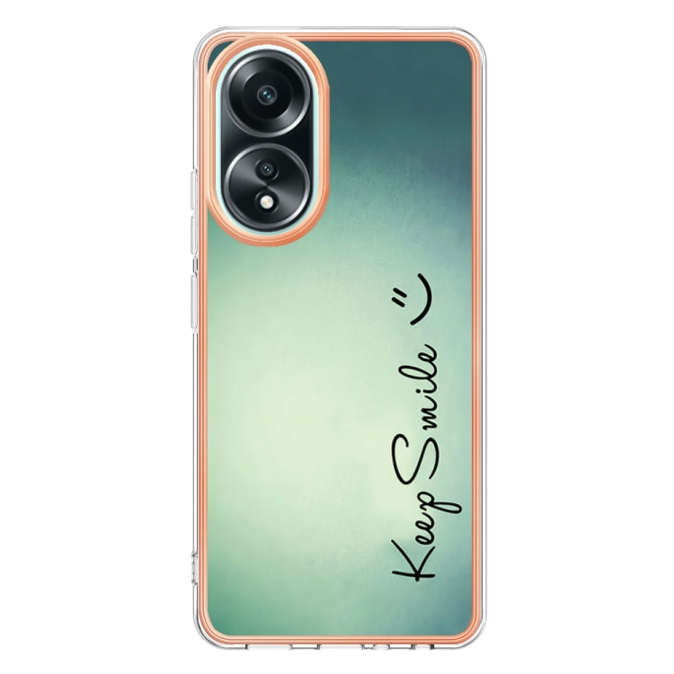 For OPPO A58 4G Electroplating Marble Dual-side IMD Phone Case(Smile) - OPPO Cases by PMC Jewellery | Online Shopping South Africa | PMC Jewellery | Buy Now Pay Later Mobicred