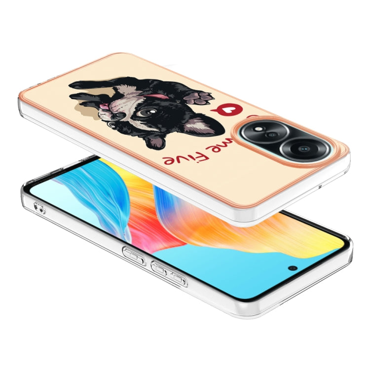 For OPPO A58 4G Electroplating Marble Dual-side IMD Phone Case(Lucky Dog) - OPPO Cases by PMC TechLife | Online Shopping South Africa | PMC TechLife | Buy Now Pay Later Mobicred