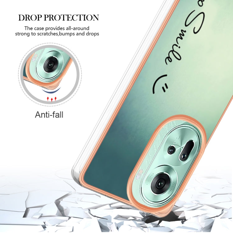 For OPPO Reno11 5G Global Electroplating Marble Dual-side IMD Phone Case(Smile) - Reno11 Cases by PMC Jewellery | Online Shopping South Africa | PMC Jewellery | Buy Now Pay Later Mobicred