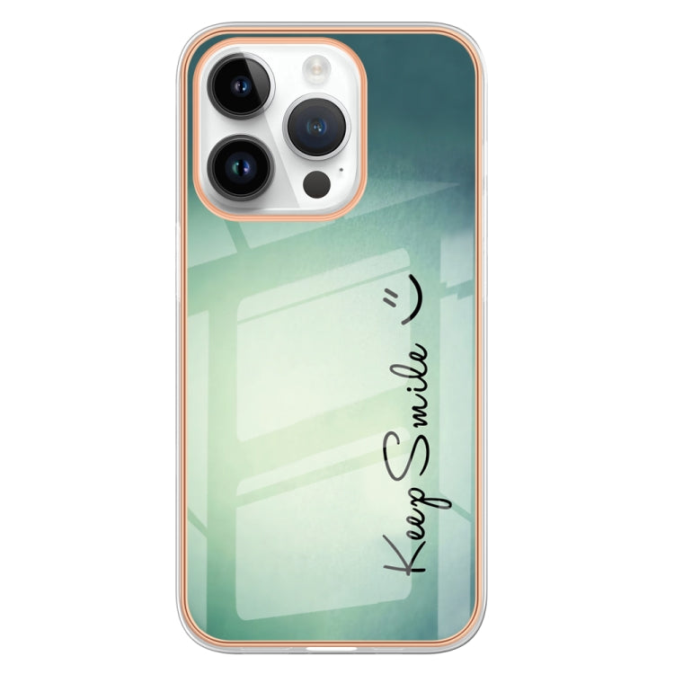 For iPhone 16 Pro Electroplating Marble Dual-side IMD Phone Case(Smile) - iPhone 16 Pro Cases by PMC TechLife | Online Shopping South Africa | PMC TechLife | Buy Now Pay Later Mobicred