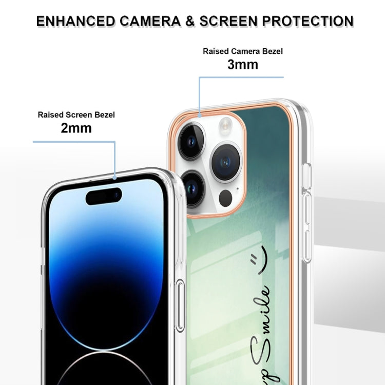 For iPhone 16 Pro Electroplating Marble Dual-side IMD Phone Case(Smile) - iPhone 16 Pro Cases by PMC TechLife | Online Shopping South Africa | PMC TechLife | Buy Now Pay Later Mobicred