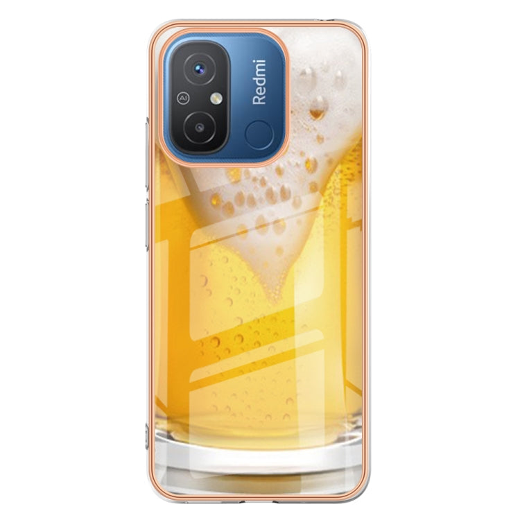 For Xiaomi Redmi 12C / 11A 4G Electroplating Marble Dual-side IMD Phone Case(Draft Beer) - Xiaomi Cases by PMC Jewellery | Online Shopping South Africa | PMC Jewellery | Buy Now Pay Later Mobicred