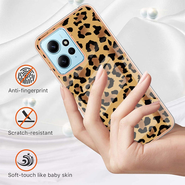 For Xiaomi Redmi Note 12 4G Electroplating Marble Dual-side IMD Phone Case(Leopard Print) - Xiaomi Cases by PMC TechLife | Online Shopping South Africa | PMC TechLife | Buy Now Pay Later Mobicred