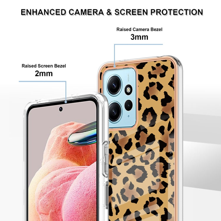 For Xiaomi Redmi Note 12 4G Electroplating Marble Dual-side IMD Phone Case(Leopard Print) - Xiaomi Cases by PMC TechLife | Online Shopping South Africa | PMC TechLife | Buy Now Pay Later Mobicred