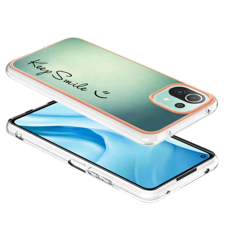 For Xiaomi 11 Lite Electroplating Marble Dual-side IMD Phone Case(Smile) - Xiaomi Cases by PMC TechLife | Online Shopping South Africa | PMC TechLife | Buy Now Pay Later Mobicred