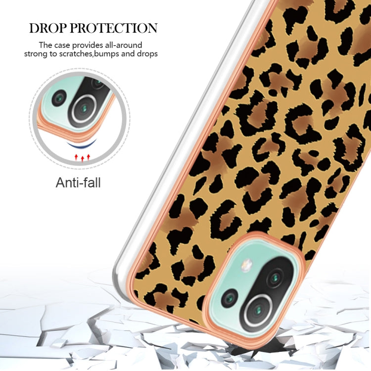 For Xiaomi 11 Lite Electroplating Marble Dual-side IMD Phone Case(Leopard Print) - Xiaomi Cases by PMC TechLife | Online Shopping South Africa | PMC TechLife | Buy Now Pay Later Mobicred