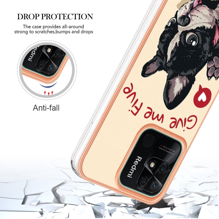 For Xiaomi Redmi 10C Electroplating Marble Dual-side IMD Phone Case(Lucky Dog) - Xiaomi Cases by PMC Jewellery | Online Shopping South Africa | PMC Jewellery | Buy Now Pay Later Mobicred