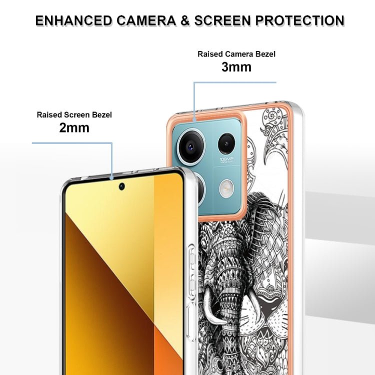 For Xiaomi Redmi Note 13 5G Electroplating Marble Dual-side IMD Phone Case(Totem Elephant) - Note 13 Cases by PMC Jewellery | Online Shopping South Africa | PMC Jewellery | Buy Now Pay Later Mobicred