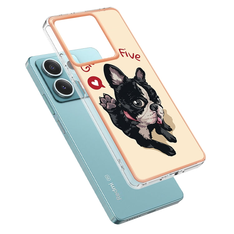 For Xiaomi Redmi Note 13 5G Electroplating Marble Dual-side IMD Phone Case(Lucky Dog) - Note 13 Cases by PMC Jewellery | Online Shopping South Africa | PMC Jewellery | Buy Now Pay Later Mobicred