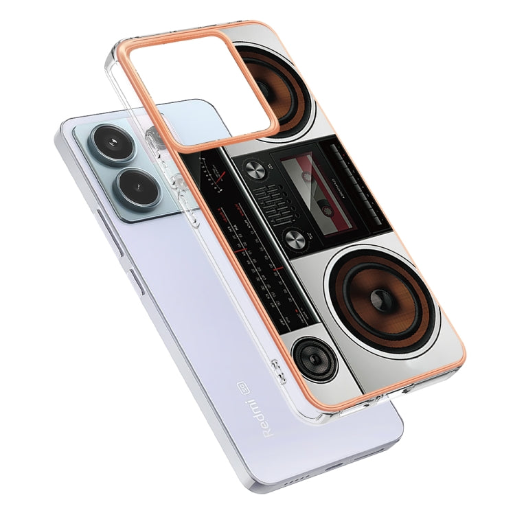 For Xiaomi Redmi Note 13 Pro 5G Global Electroplating Marble Dual-side IMD Phone Case(Retro Radio) - Note 13 Pro Cases by PMC Jewellery | Online Shopping South Africa | PMC Jewellery | Buy Now Pay Later Mobicred