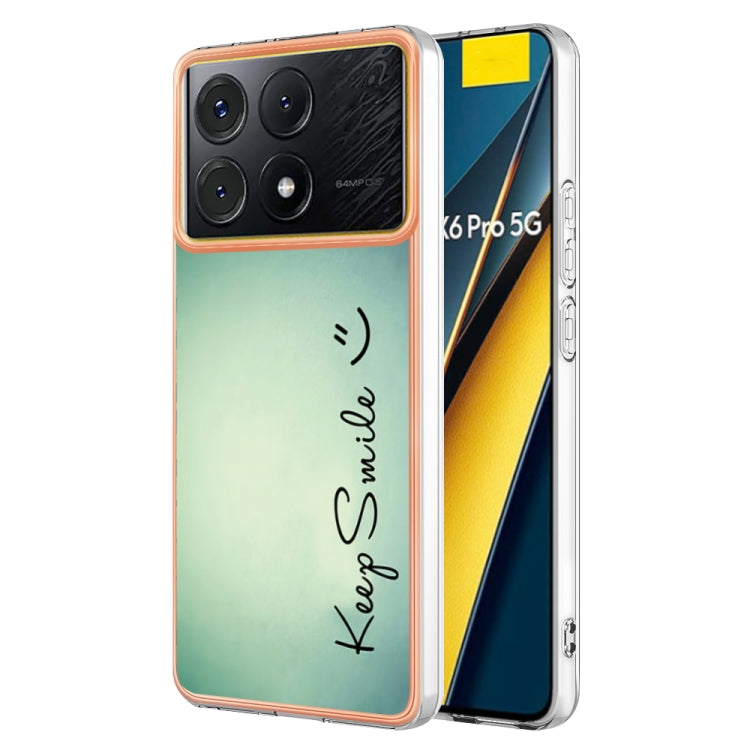 For Xiaomi Poco X6 Pro / Redmi K70E Electroplating Marble Dual-side IMD Phone Case(Smile) - K70E Cases by PMC Jewellery | Online Shopping South Africa | PMC Jewellery | Buy Now Pay Later Mobicred