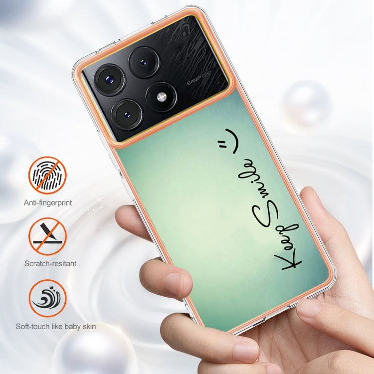 For Xiaomi Poco X6 Pro / Redmi K70E Electroplating Marble Dual-side IMD Phone Case(Smile) - K70E Cases by PMC Jewellery | Online Shopping South Africa | PMC Jewellery | Buy Now Pay Later Mobicred