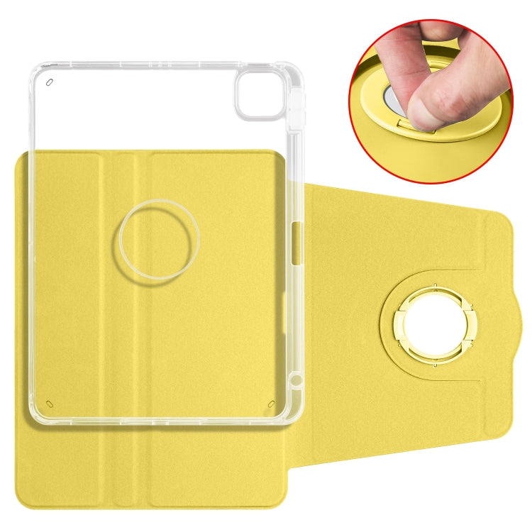 For iPad Pro 11 2024 Clear Acrylic 360 Rotation Detachable Leather Tablet Case(Yellow) - iPad Pro 11 2024 Cases by PMC TechLife | Online Shopping South Africa | PMC TechLife | Buy Now Pay Later Mobicred