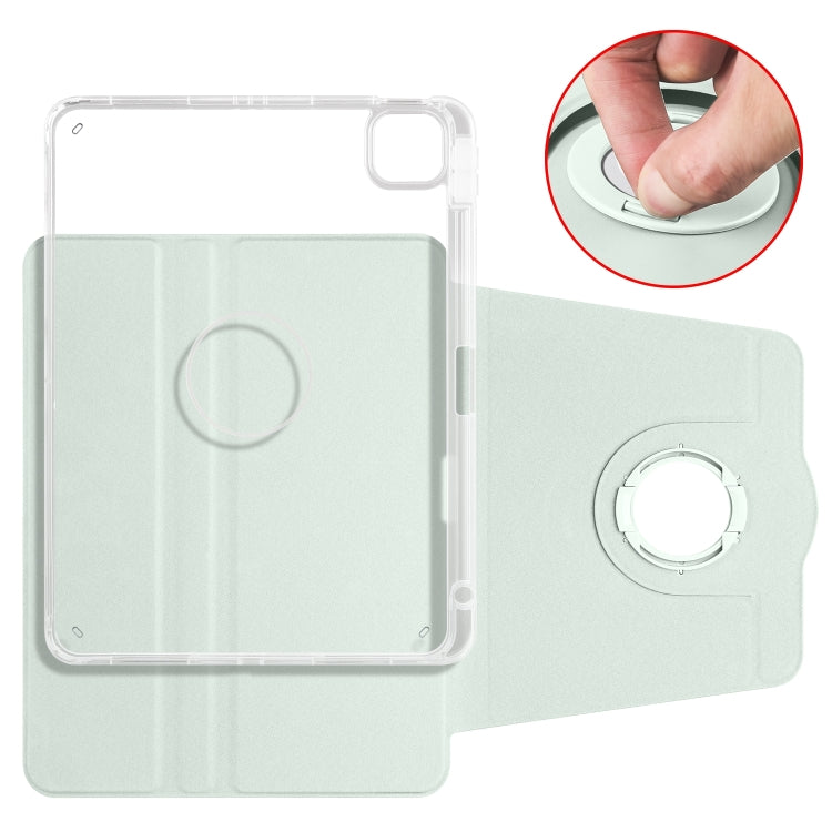 For iPad Pro 11 2024 Clear Acrylic 360 Rotation Detachable Leather Tablet Case(Light Green) - iPad Pro 11 2024 Cases by PMC Jewellery | Online Shopping South Africa | PMC Jewellery | Buy Now Pay Later Mobicred