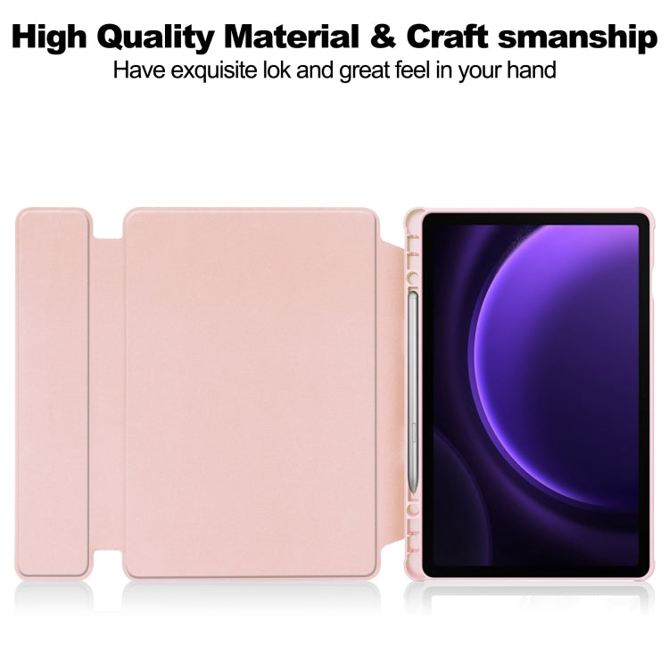 For Samsung Galaxy Tab S9 FE 360 Rotation Transparent Smart Leather Case with Keyboard(Pink) - Galaxy Tab S9 FE by PMC Jewellery | Online Shopping South Africa | PMC Jewellery | Buy Now Pay Later Mobicred