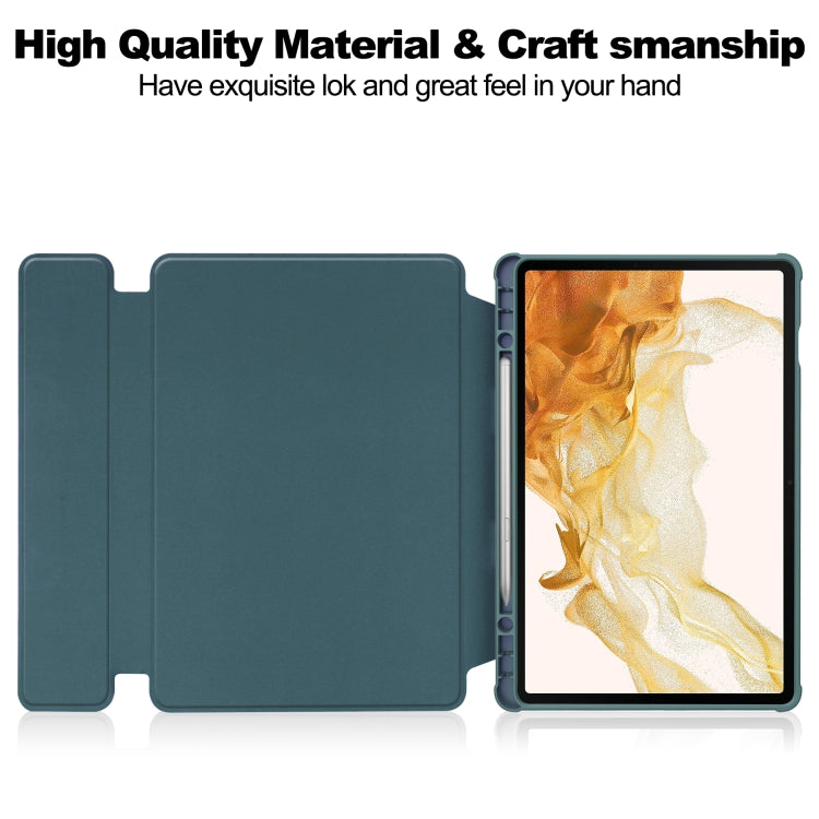 For Samsung Galaxy Tab S9+ 360 Rotation Transparent Smart Leather Case(Dark Green) - Galaxy Tab S9+ Cases by PMC Jewellery | Online Shopping South Africa | PMC Jewellery | Buy Now Pay Later Mobicred