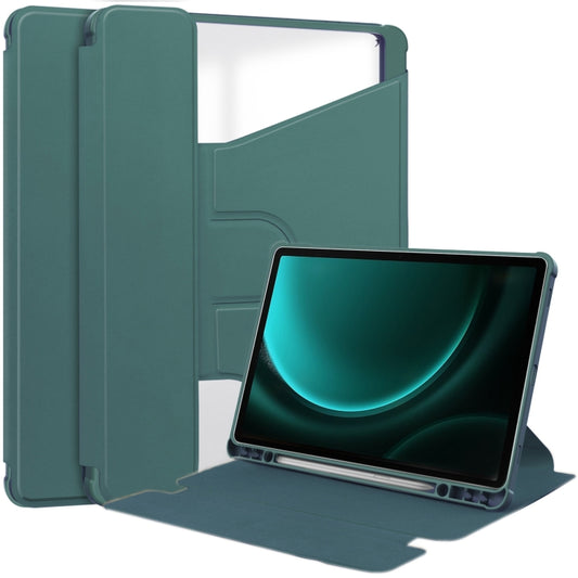 For Samsung Galaxy Tab S9 FE+ / S10+ 360 Rotation Transparent Smart Leather Case(Dark Green) - Galaxy Tab S9 FE+ by PMC Jewellery | Online Shopping South Africa | PMC Jewellery | Buy Now Pay Later Mobicred