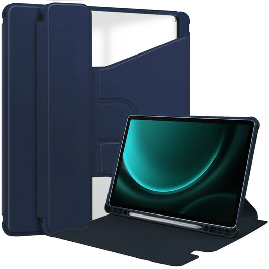 For Samsung Galaxy Tab S9 FE+ / S10+ 360 Rotation Transparent Smart Leather Case(Dark Blue) - Galaxy Tab S9 FE+ by PMC Jewellery | Online Shopping South Africa | PMC Jewellery | Buy Now Pay Later Mobicred