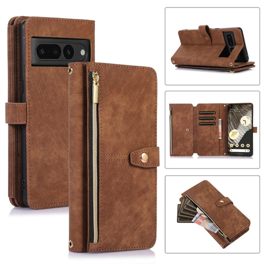 For Google Pixel 7 Pro Dream 9-Card Wallet Zipper Bag Leather Phone Case(Brown) - Google Cases by PMC Jewellery | Online Shopping South Africa | PMC Jewellery | Buy Now Pay Later Mobicred