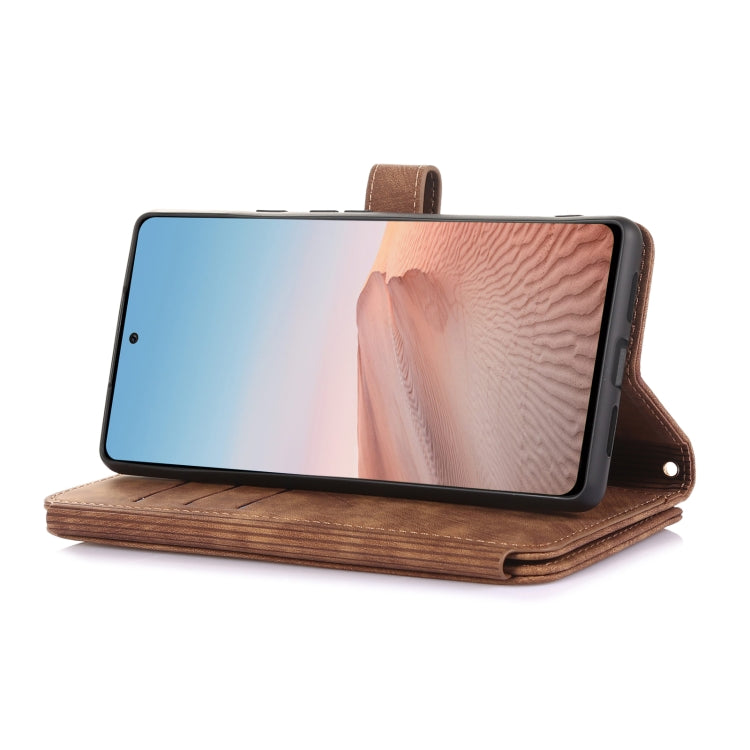 For Google Pixel 6 Dream 9-Card Wallet Zipper Bag Leather Phone Case(Brown) - Google Cases by PMC TechLife | Online Shopping South Africa | PMC TechLife | Buy Now Pay Later Mobicred