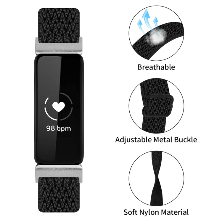 For Fitbit Inspire 3 Buckle Wave Braided Nylon Watch Band(Black) - Watch Bands by PMC TechLife | Online Shopping South Africa | PMC TechLife