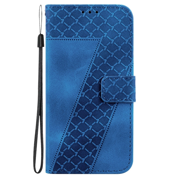 For Motorola Edge 2024 Seven-shaped Embossed Leather Phone Case(Blue) - Motorola Cases by PMC Jewellery | Online Shopping South Africa | PMC Jewellery | Buy Now Pay Later Mobicred