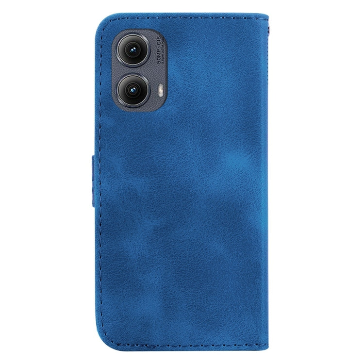 For Motorola Edge 2024 Seven-shaped Embossed Leather Phone Case(Blue) - Motorola Cases by PMC Jewellery | Online Shopping South Africa | PMC Jewellery | Buy Now Pay Later Mobicred