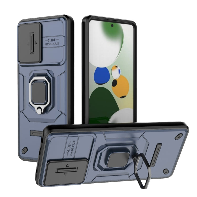 For Xiaomi Redmi Note 12 Pro 5G Global Sliding Camshield TPU + PC Shockproof Phone Case with Holder(Blue) - free shipping - PMC TechLife - Order now!