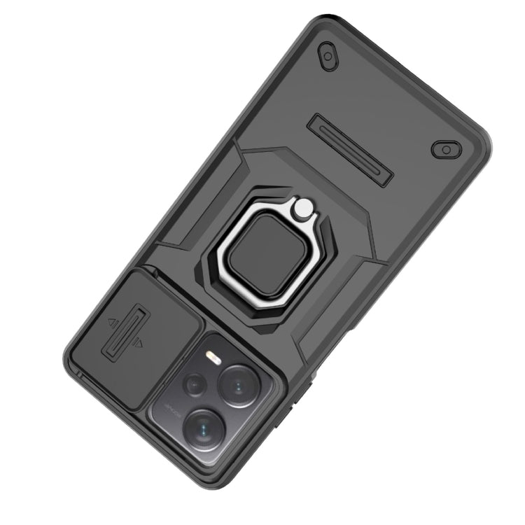For Xiaomi Redmi Note 12 Pro+ 5G Global Sliding Camshield TPU + PC Shockproof Phone Case with Holder(Black) - free shipping - PMC TechLife - Order now!
