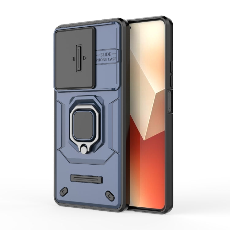 For Xiaomi Redmi Note 13 5G Sliding Camshield TPU + PC Shockproof Phone Case with Holder(Blue) - free shipping - PMC TechLife - Order now!