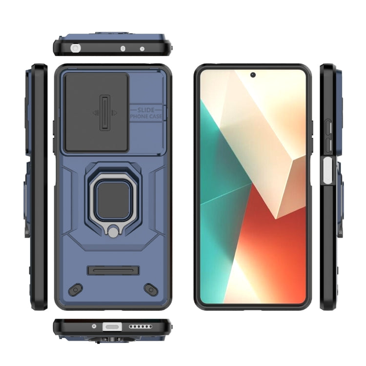 For Xiaomi Redmi Note 13 5G Sliding Camshield TPU + PC Shockproof Phone Case with Holder(Blue) - free shipping - PMC TechLife - Order now!