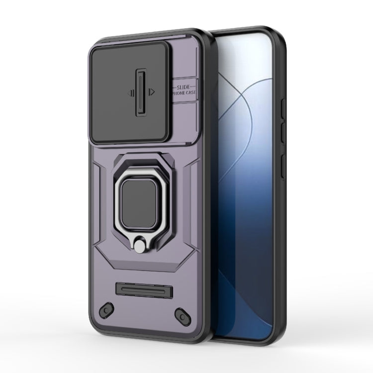For Xiaomi 14 Sliding Camshield TPU + PC Shockproof Phone Case with Holder(Purple) - 14 Cases by PMC TechLife | Online Shopping South Africa | PMC TechLife