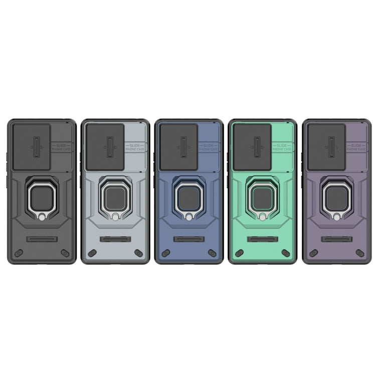 For Xiaomi Redmi Note 13 Pro 4G Global Sliding Camshield TPU + PC Shockproof Phone Case with Holder(Green) - Note 13 Pro Cases by PMC TechLife | Online Shopping South Africa | PMC TechLife | Buy Now Pay Later Mobicred