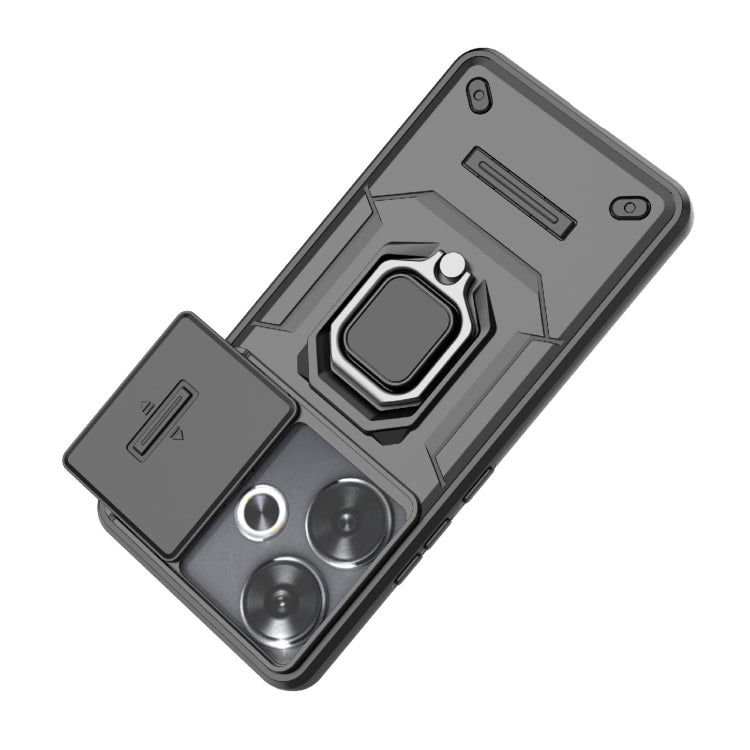 For Xiaomi Redmi Turbo 3 5G Sliding Camshield TPU + PC Shockproof Phone Case with Holder(Grey) - Xiaomi Cases by PMC TechLife | Online Shopping South Africa | PMC TechLife | Buy Now Pay Later Mobicred