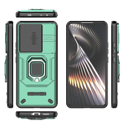 For Xiaomi Redmi Turbo 3 5G Sliding Camshield TPU + PC Shockproof Phone Case with Holder(Green) - Xiaomi Cases by PMC Jewellery | Online Shopping South Africa | PMC Jewellery | Buy Now Pay Later Mobicred