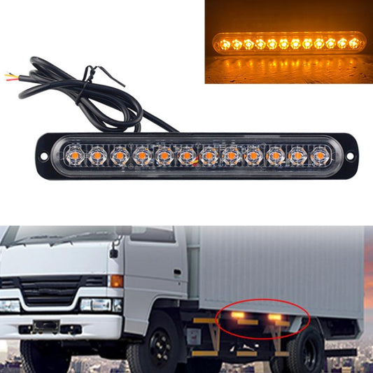 DC12V-24V / 36W Car Truck Emergency Strobe Flash Warning Light 12LEDs Long Ultra-thin Side Lights(Yellow) - Warning Lights by PMC Jewellery | Online Shopping South Africa | PMC Jewellery | Buy Now Pay Later Mobicred