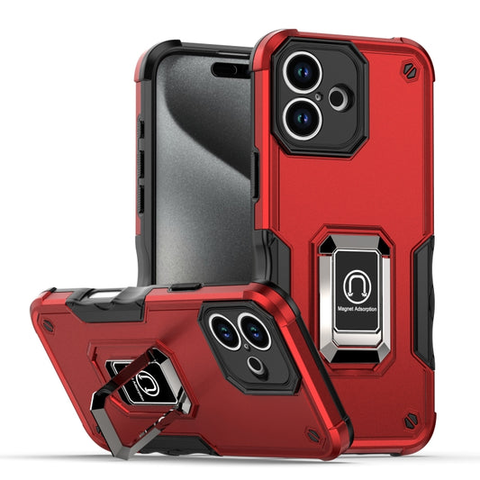 For iPhone 16 Plus Ring Holder Non-slip Shockproof Armor Phone Case(Red) - iPhone 16 Plus Cases by PMC Jewellery | Online Shopping South Africa | PMC Jewellery | Buy Now Pay Later Mobicred